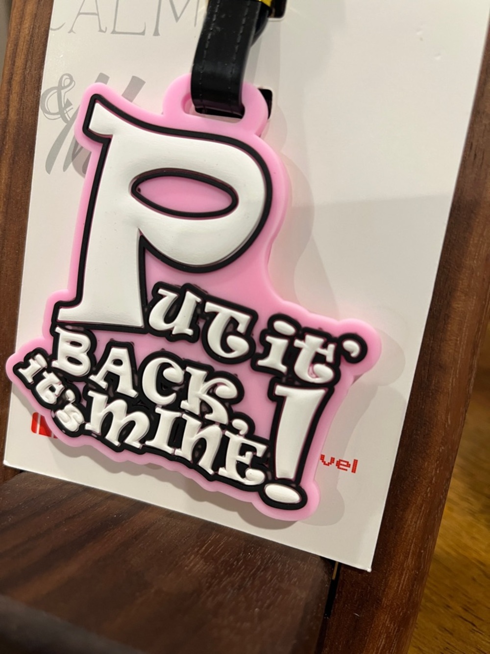 Luggage Tag "Put it Back It's Mine!" Pink & White - Picture 2 of 4